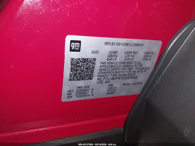 KL77LHEP4TC047543 Chevrolet Trax Fwd Lt