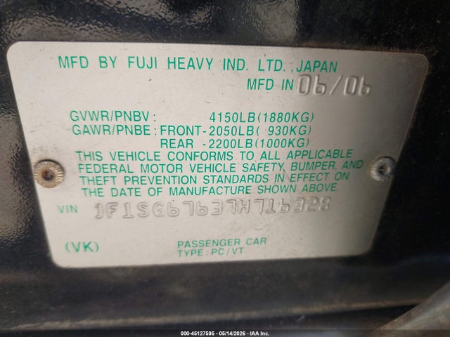 Продаж на аукціоні авто 2007 Subaru Forester 2.5x L.l. Bean Edition, vin: JF1SG67637H716328, номер лоту: 45127595