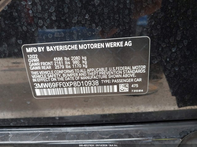 Продаж на аукціоні авто 2023 Bmw 330i, vin: 3MW69FF0XP8D10938, номер лоту: 45127624