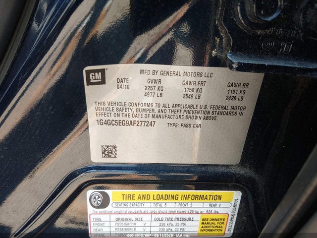 2010 Buick Lacrosse Cxl მანქანა იყიდება აუქციონზე, vin: 1G4GC5EG9AF277247, აუქციონის ნომერი: 45127657