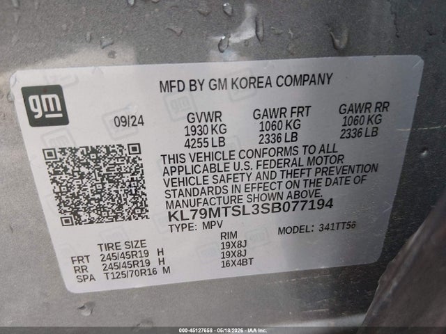 Продажа на аукционе авто 2025 Chevrolet Trailblazer Fwd Rs, vin: KL79MTSL3SB077194, номер лота: 45127658