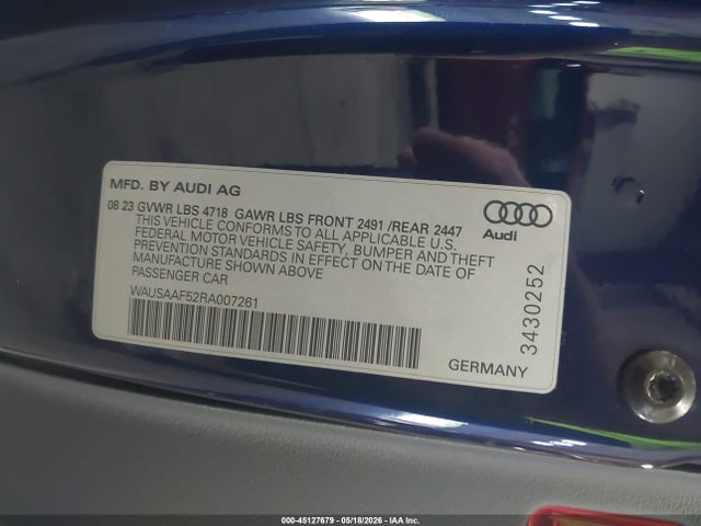 Продаж на аукціоні авто 2024 Audi A5 Premium 45 Tfsi S Line Quattro S Tronic, vin: WAUSAAF52RA007261, номер лоту: 45127679