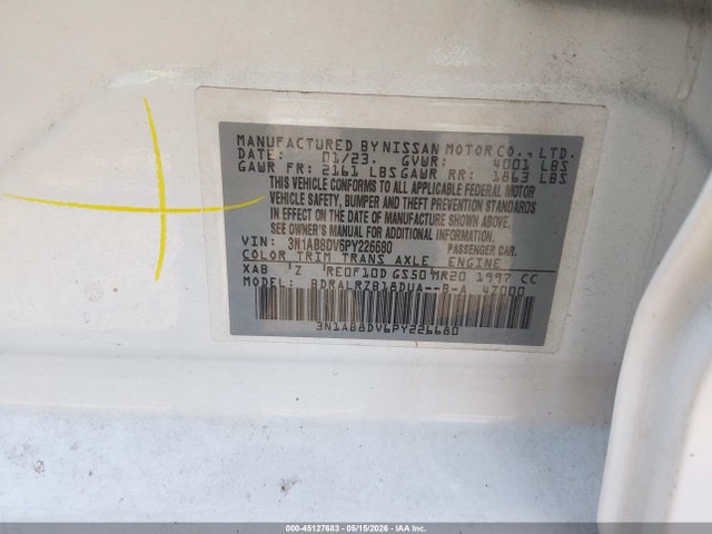 Aukcja sprzedaży 2023 Nissan Sentra Sr Xtronic Cvt, vin: 3N1AB8DV6PY226680, numer aukcji: 45127683