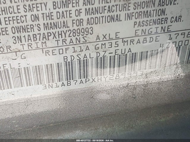 Nissan SENTRA SV 2017 3N1AB7APXHY289993 Image 9