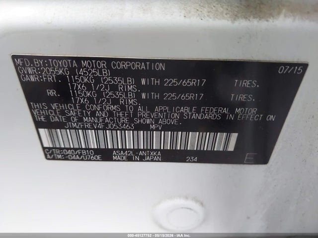 Aukcja sprzedaży 2015 Toyota Rav4 Le, vin: JTMZFREV4FJ053463, numer aukcji: 45127752