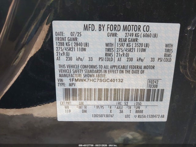 Ford Explorer Platinum 2025 1FMWK7HC7SGC40132 Image 9