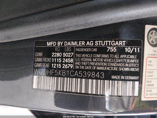 Продаж на аукціоні авто 2012 Mercedes-benz E 350, vin: WDDHF5KB1CA539843, номер лоту: 45127780