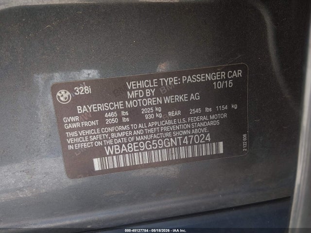 Продажа на аукционе авто 2016 Bmw 328i, vin: WBA8E9G59GNT47024, номер лота: 45127784