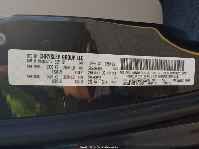 45127820 :رقم المزاد ، 2C4RC1BG7DR556283 vin ، 2013 Chrysler Town & Country Touring مزاد بيع
