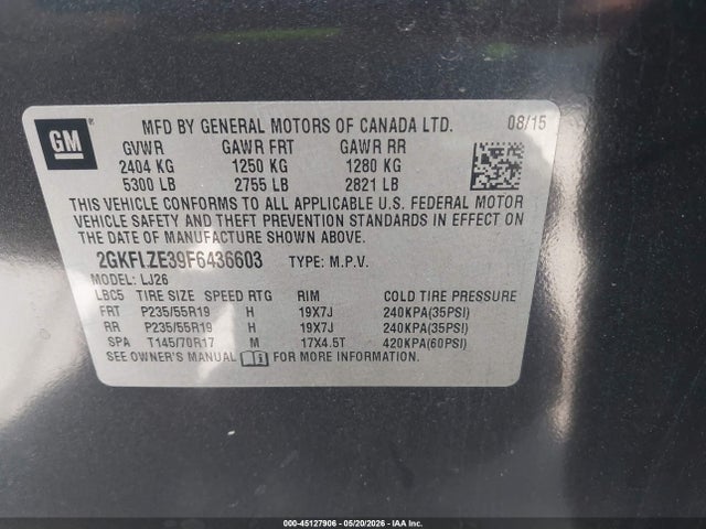 Продажа на аукционе авто 2015 Gmc Terrain Denali, vin: 2GKFLZE39F6436603, номер лота: 45127906