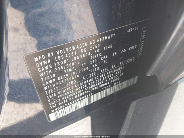 Aukcja sprzedaży 2011 Volkswagen Tiguan Se, vin: WVGBV7AX4BW566379, numer aukcji: 45127909