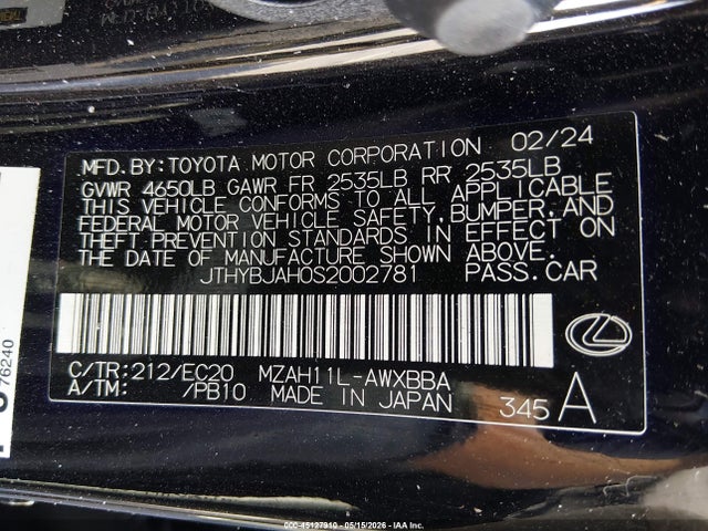 Продажа на аукционе авто 2025 Lexus Ux 300h F Sport Design, vin: JTHYBJAH0S2002781, номер лота: 45127910