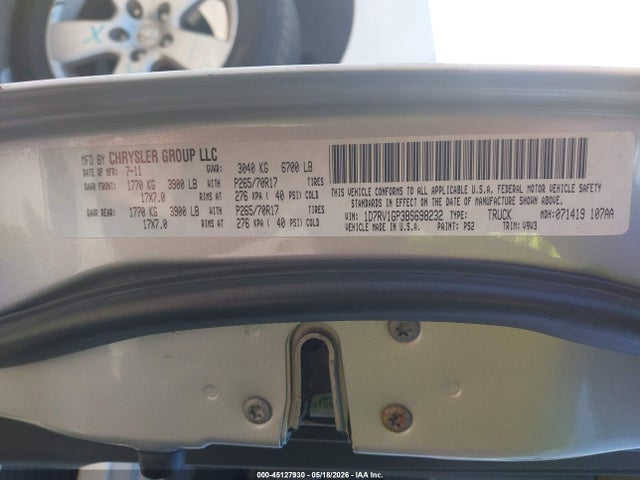 2011 Ram Ram 1500 Slt მანქანა იყიდება აუქციონზე, vin: 1D7RV1GP3BS698232, აუქციონის ნომერი: 45127930