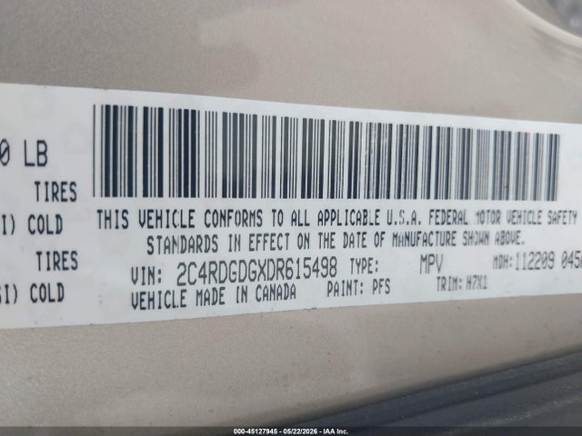 Aukcja sprzedaży 2013 Dodge Grand Caravan Crew, vin: 2C4RDGDGXDR615498, numer aukcji: 45127945