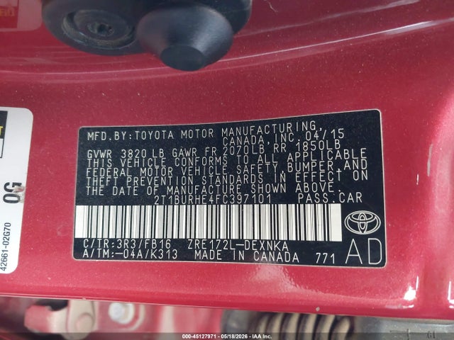 Toyota COROLLA LE 2015 2T1BURHE4FC397101 Image 9