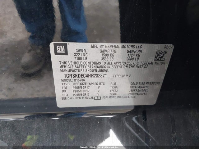 1GNSKDEC4HR232371 Chevrolet Tahoe Commercial Fleet