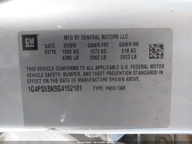 1G4PS5SK5G4152181 Buick Verano Leather Group