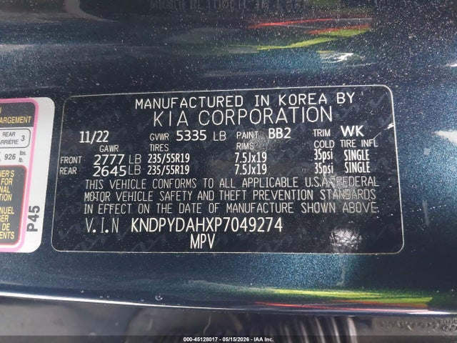 Aukcja sprzedaży 2023 Kia Sportage Plug-in Hybrid X-line, vin: KNDPYDAHXP7049274, numer aukcji: 45128017
