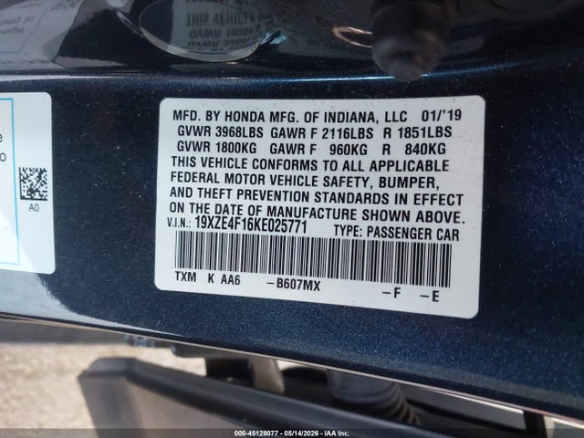 Honda Insight Lx 2019 19XZE4F16KE025771 Image 9