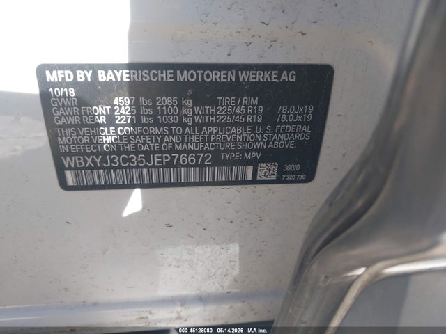 Aukcja sprzedaży 2018 Bmw X2 Sdrive28i, vin: WBXYJ3C35JEP76672, numer aukcji: 45128080