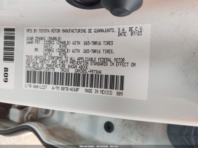 Продажа на аукционе авто 2023 Toyota Tacoma Sr V6/sr5 V6/trail Edition/trd Off Road/trd Pro/trd Sport, vin: 3TYCZ5ANXPT159775, номер лота: 45128083