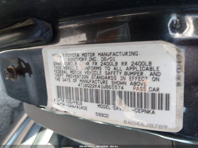 Aukcja sprzedaży 2001 Toyota Camry Le, vin: 4T1BG22K41U865574, numer aukcji: 45128111