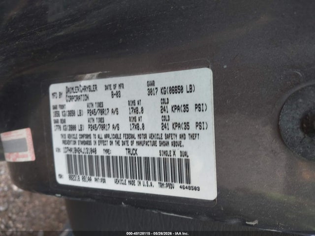Aukcja sprzedaży 2004 Dodge Ram 1500 St, vin: 1D7HA18N24J131040, numer aukcji: 45128115