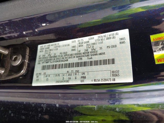 Ford F-150 Xl 2025 1FTMF1L51SKE04249 Image 9