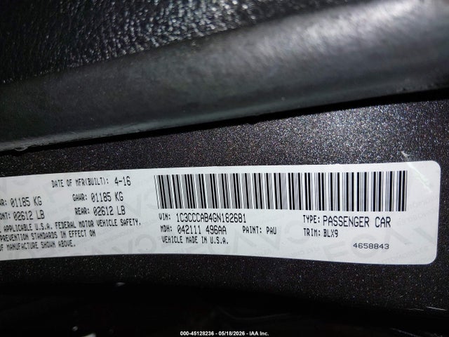 Продаж на аукціоні авто 2016 Chrysler 200 Limited Platinum, vin: 1C3CCCAB4GN182681, номер лоту: 45128236