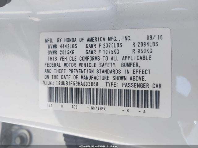 19UUB1F59HA003068 Acura Tlx Technology Package