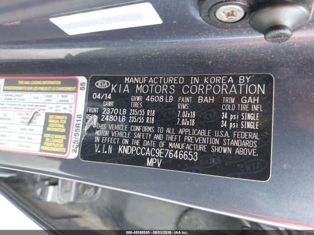 Продажа на аукционе авто 2014 Kia Sportage Ex, vin: KNDPCCAC9E7646653, номер лота: 45128281
