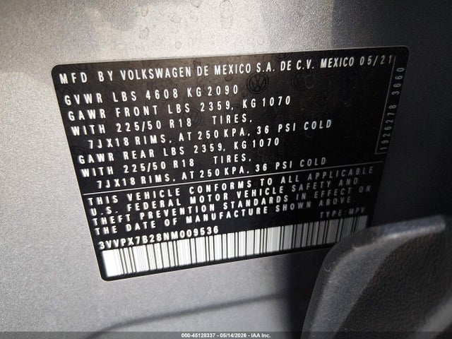 3VVPX7B28NM009536 Volkswagen Taos 1.5t Se
