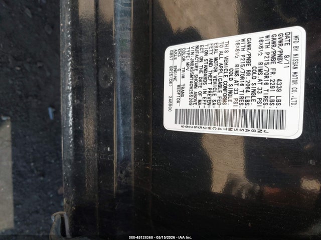 2012 Nissan Rogue S მანქანა იყიდება აუქციონზე, vin: JN8AS5MT4CW255269, აუქციონის ნომერი: 45128368