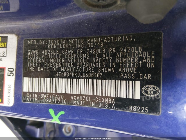 4T1B31HK9JU506167 Toyota Camry Hybrid Le