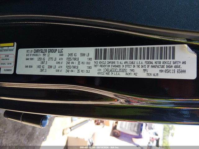 45128398 :رقم المزاد ، 1C4BJWEG3CL253251 vin ، 2012 Jeep Wrangler Unlimited Sahara مزاد بيع