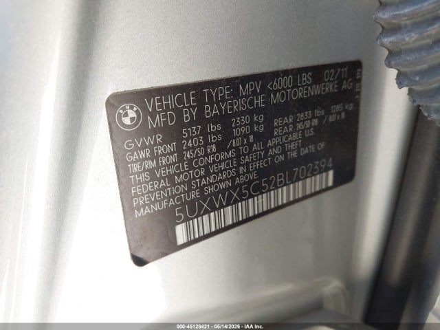 Продаж на аукціоні авто 2011 Bmw X3 Xdrive28i, vin: 5UXWX5C52BL702394, номер лоту: 45128421