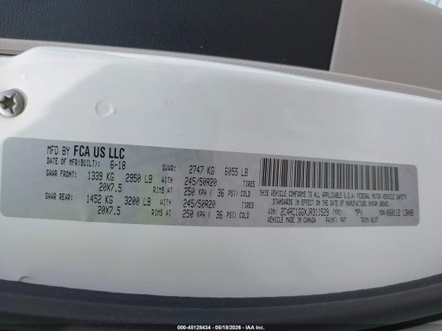 Aukcja sprzedaży 2018 Chrysler Pacifica Limited, vin: 2C4RC1GGXJR311529, numer aukcji: 45128434
