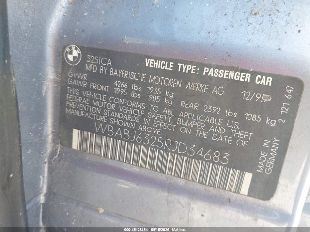 Продаж на аукціоні авто 1994 Bmw 325 Ic Automatic, vin: WBABJ6325RJD34683, номер лоту: 45128454