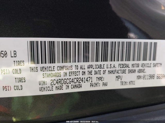45128499 :رقم المزاد ، 2C4RDGCG4CR241471 vin ، 2012 Dodge Grand Caravan Sxt مزاد بيع