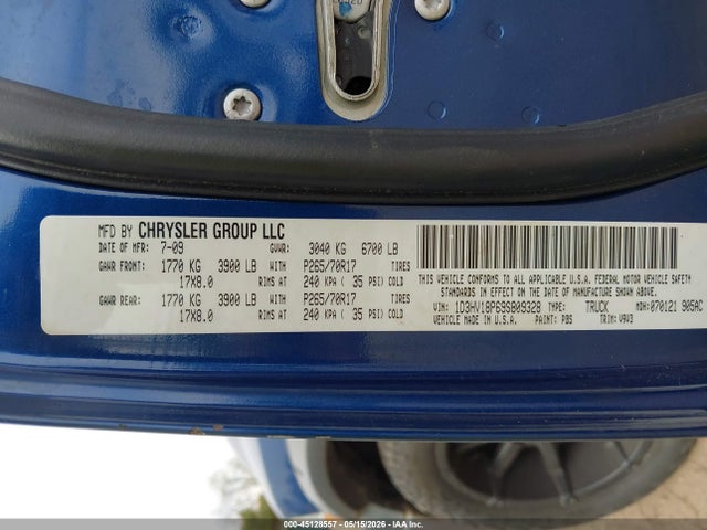 45128557 :رقم المزاد ، 1D3HV18P69S809328 vin ، 2009 Dodge Ram 1500 St مزاد بيع