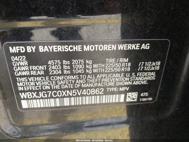 BMW X1 Sdrive28i 2022 WBXJG7C0XN5V40862 Image 9