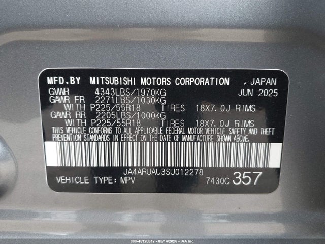 Продаж на аукціоні авто 2025 Mitsubishi Outlander Sport 2.0 Es Awc/2.0 Le Awc/2.0 S Awc/2.0 Se Awc/2.0 Trail Edition Awc, vin: JA4ARUAU3SU012278, номер лоту: 45128617