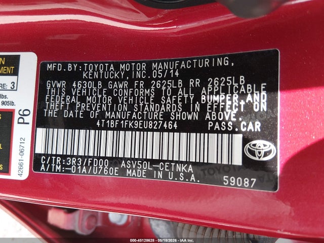 Toyota CAMRY LE 2014 4T1BF1FK9EU827464 Image 9
