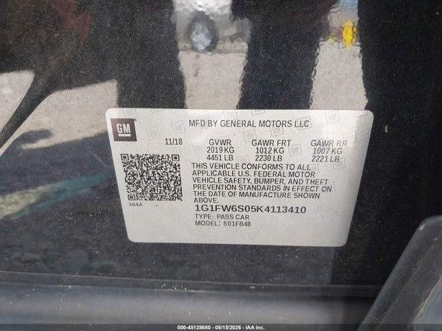 Продаж на аукціоні авто 2019 Chevrolet Bolt Ev Lt, vin: 1G1FW6S05K4113410, номер лоту: 45128680