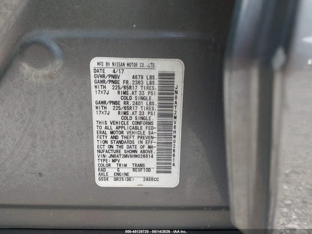 Nissan ROGUE S 2017 JN8AT2MV6HW026614 Image 9