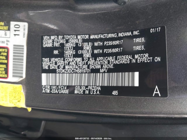 Toyota Sienna Le 8 Passenger 2017 5TDKZ3DC7HS819701 Image 9