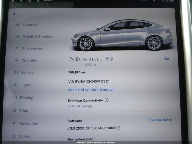 Aukcja sprzedaży 2013 Tesla Model S, vin: 5YJSA1CN0DFP17217, numer aukcji: 45128746