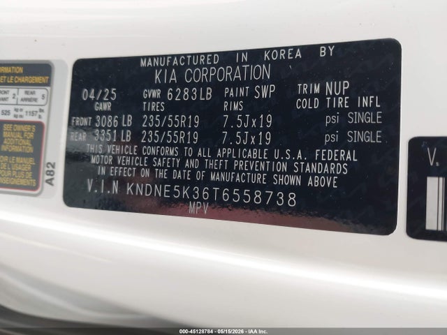 KNDNE5K36T6558738 KIA Carnival Mpv Sx Prestige