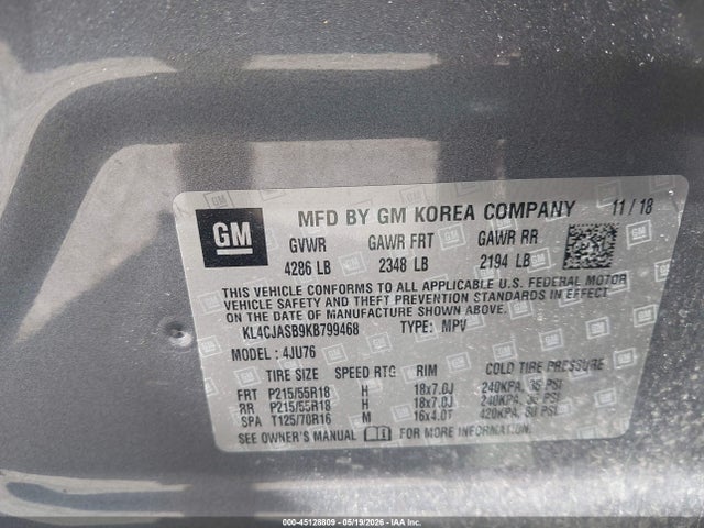 Aukcja sprzedaży 2019 Buick Encore Fwd Preferred, vin: KL4CJASB9KB799468, numer aukcji: 45128809