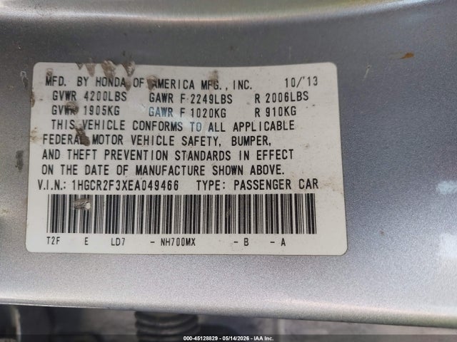 1HGCR2F3XEA049466 Honda ACCORD LX
